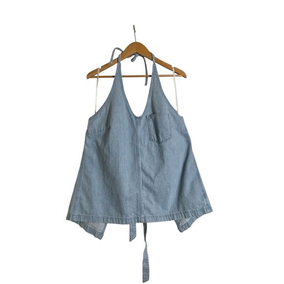 Universal Thread Women’s Halter Denim Tank Top Light Wash Chambray NWT Size XL - Picture 2 of 7